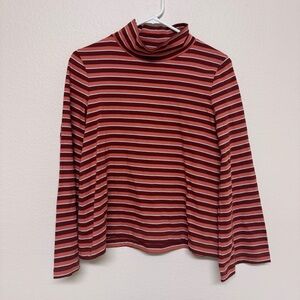 Madewell Red and White Striped Long Sleeve Top